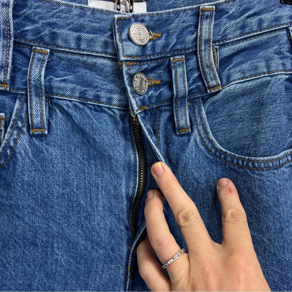 FRAME Le Jane Crop Double Waistband Straight-Leg Jeans Size 27 Rigid Denim - Picture 7 of 11